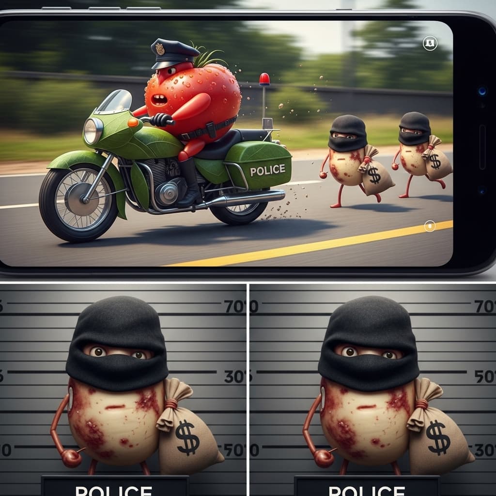 AI generated: A three-part composite image.

Top (largest section): an ultra-photorealistic, cinematic phone-camer...