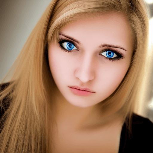AI generated: High resolution face, 20 years old, female, blond, cute, brown eyes