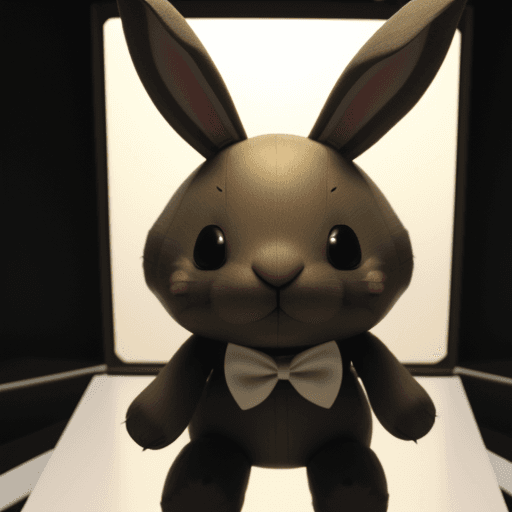 AI generated: Animatronic bunny without left arm and without face