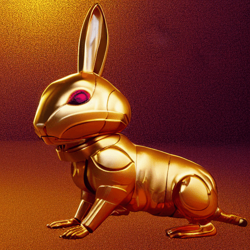 AI generated: cyborg rabbit wearing gold bronze ornament sailing smash full body clearly visible an ambient occlus...