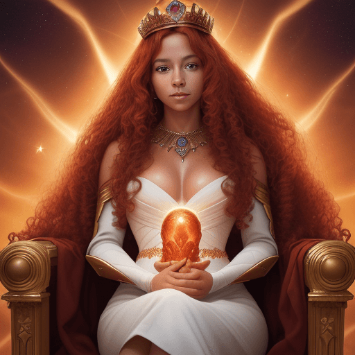 AI generated: ((Close-up portrait)), (RAW Photo), Stunning portrait of the beautiful Queen of the Cosmos, with sun...