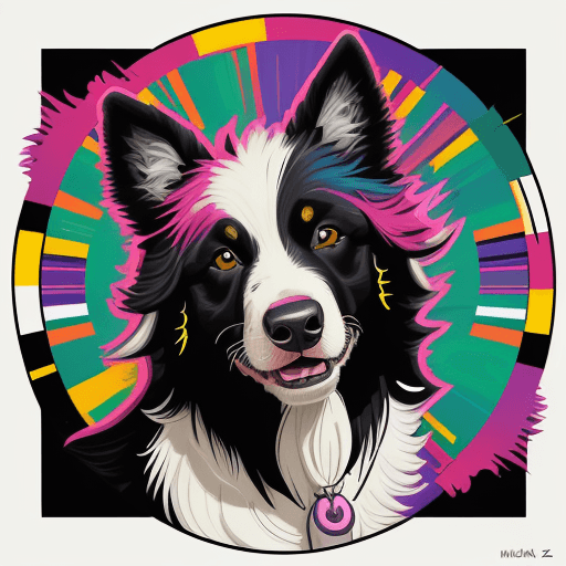 AI generated: drAW A BORDER COLLIE, Hawaiian artists, modern portrait series of a nelore cattle in colorful wear, ...