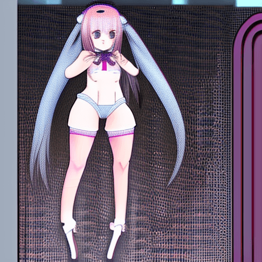 AI generated: realistic Loli anime girl in tight see through tiny clothes 