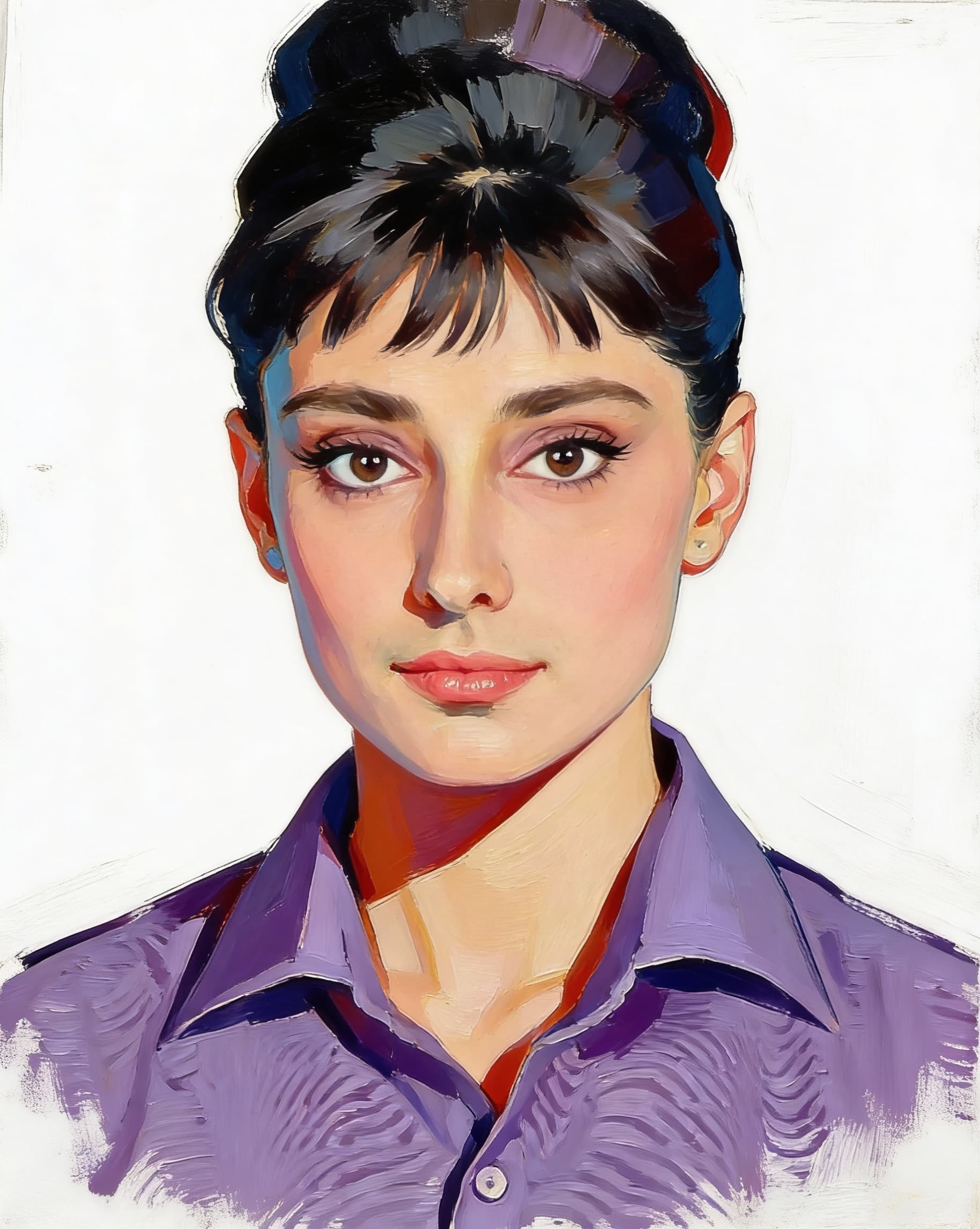 AI generated: an abstract painting of my image featuring the face of audrey…