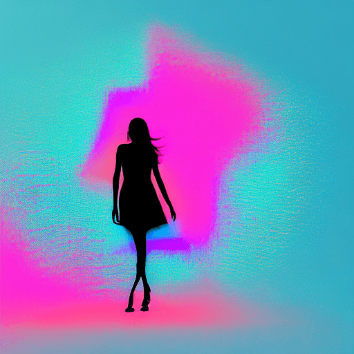 AI generated: the shadow of a woman blending into a neon blue background, abstract, neon colors, futuristic 