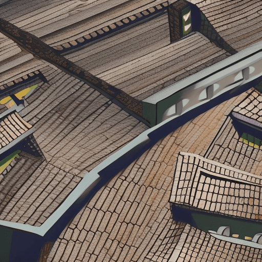 AI generated: Ultra realistic photo of a medieval city. Buildings made of stone, connected by arches. View from th...