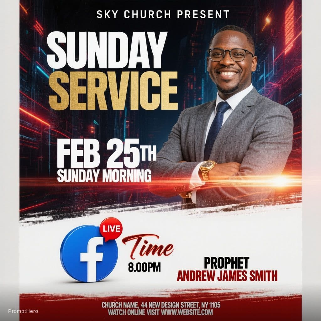 AI generated: A professional church event flyer with a modern, dark, high-contrast digital-urban design aesthetic,...