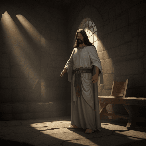 AI generated: Jesus of Nazareth, photorealistic, dynamic, ultra detailed, fairy lighting, volumetric rays, hdr. --...