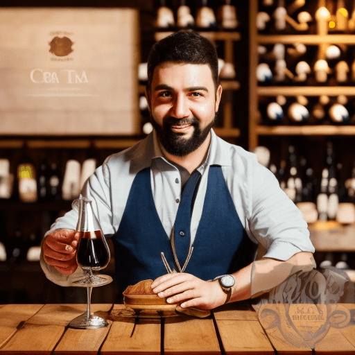 AI generated: crea una imagen de Cristian Contreras un sommelier experto en vino, alto de piel  moreno claro , ojo...