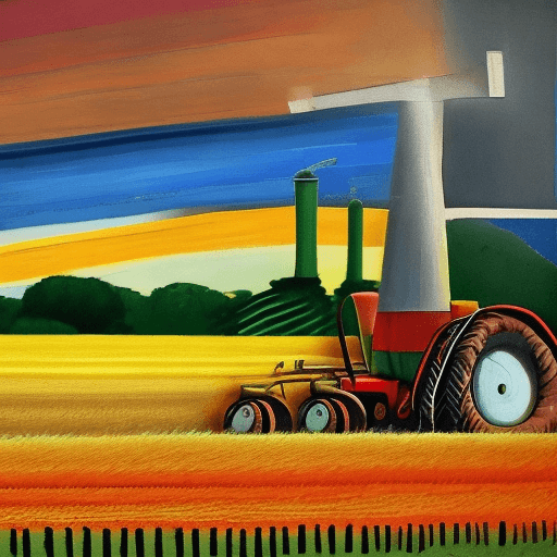 AI generated: abstract pinture to farmer sower bit, technology