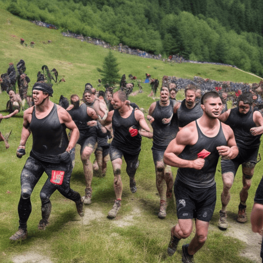 AI generated: Spartan race taking place in the Slovak mountains.