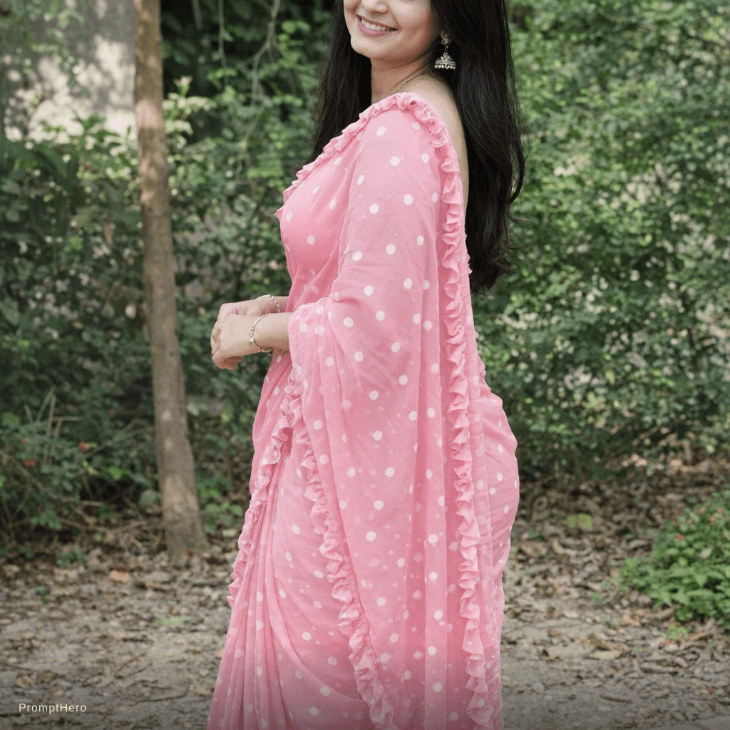 AI generated: Pink cute saree 
