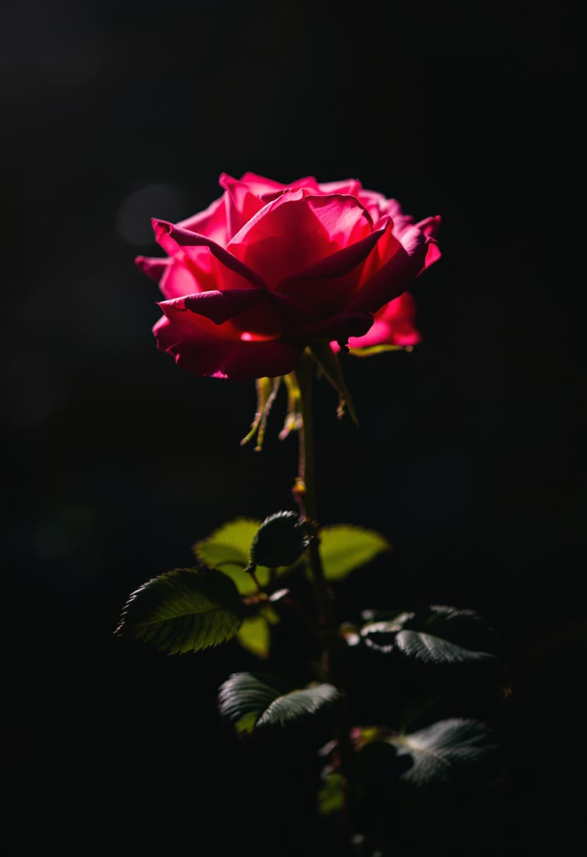 AI generated: rose, dramatic lighting