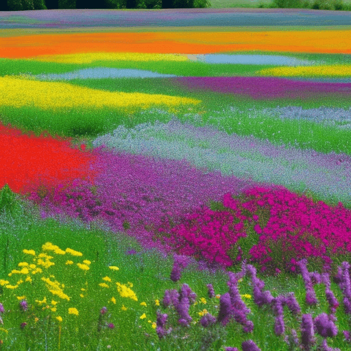 AI generated: Field with flowers of different colors