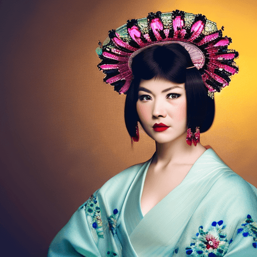 AI generated: Beautiful Asian woman, porcelain skin, flawless and radiant, ethereal beauty, monolid eyes dark and ...