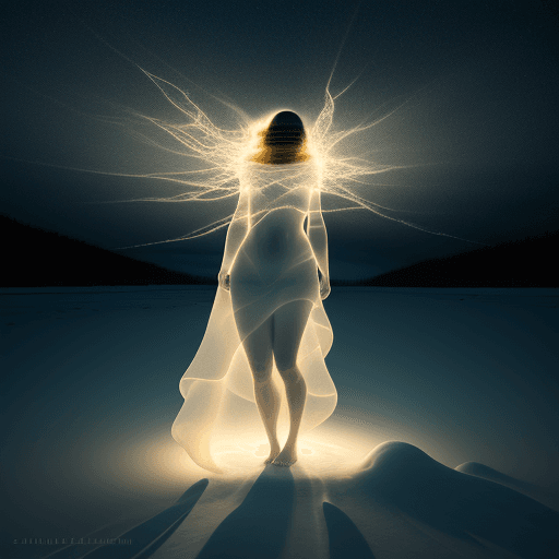 AI generated: woman in sea, Light Painting, Cinematic, Schlieren, Wide Angle, Double-Exposure, 4-Dimensional, Full...