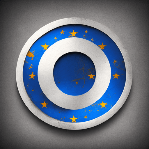 AI generated: inverted euro sign with one crossbar in a circle on a light background with contrasting details and ...
