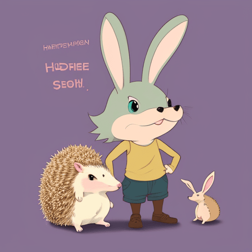 AI generated: a cartoon mutant consisting of a rabbit and a hedgehog.