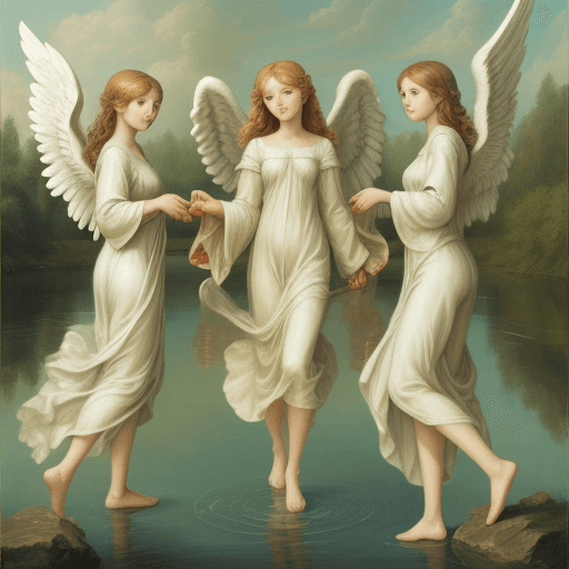 AI generated: four angels on the river