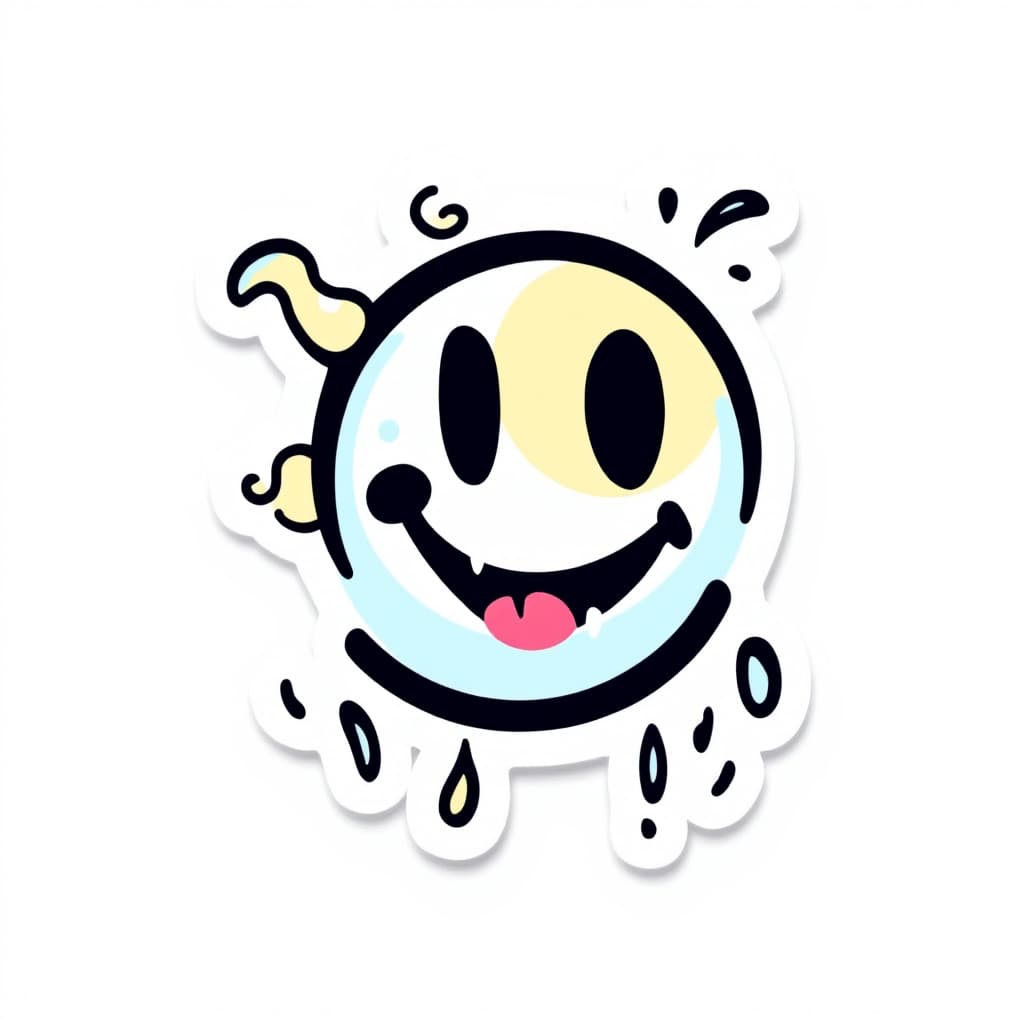AI generated: a sticker of a acid smiley, anime style, minimalist design, trending on ArtStation --ar 2:3 --q 2 --...