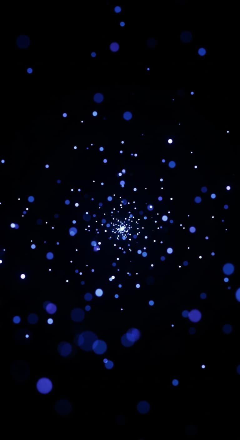 AI generated: Abstract futuristic light particles floating in darkness,
deep black background,
soft neon blue and ...