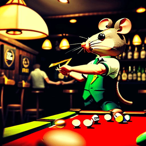 AI generated: a rat playing darts in the pub