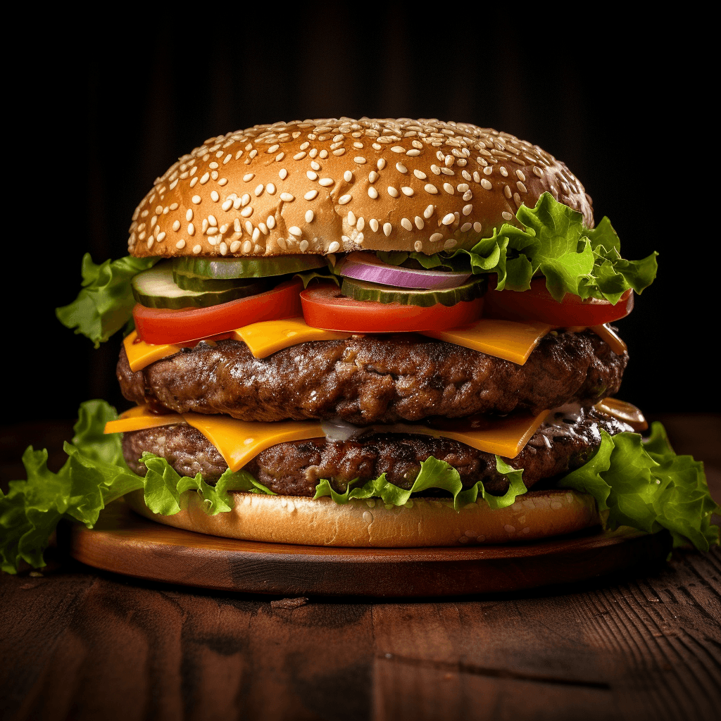 AI generated: Thin burger, realistic photo (without tomato or any other ingredient)