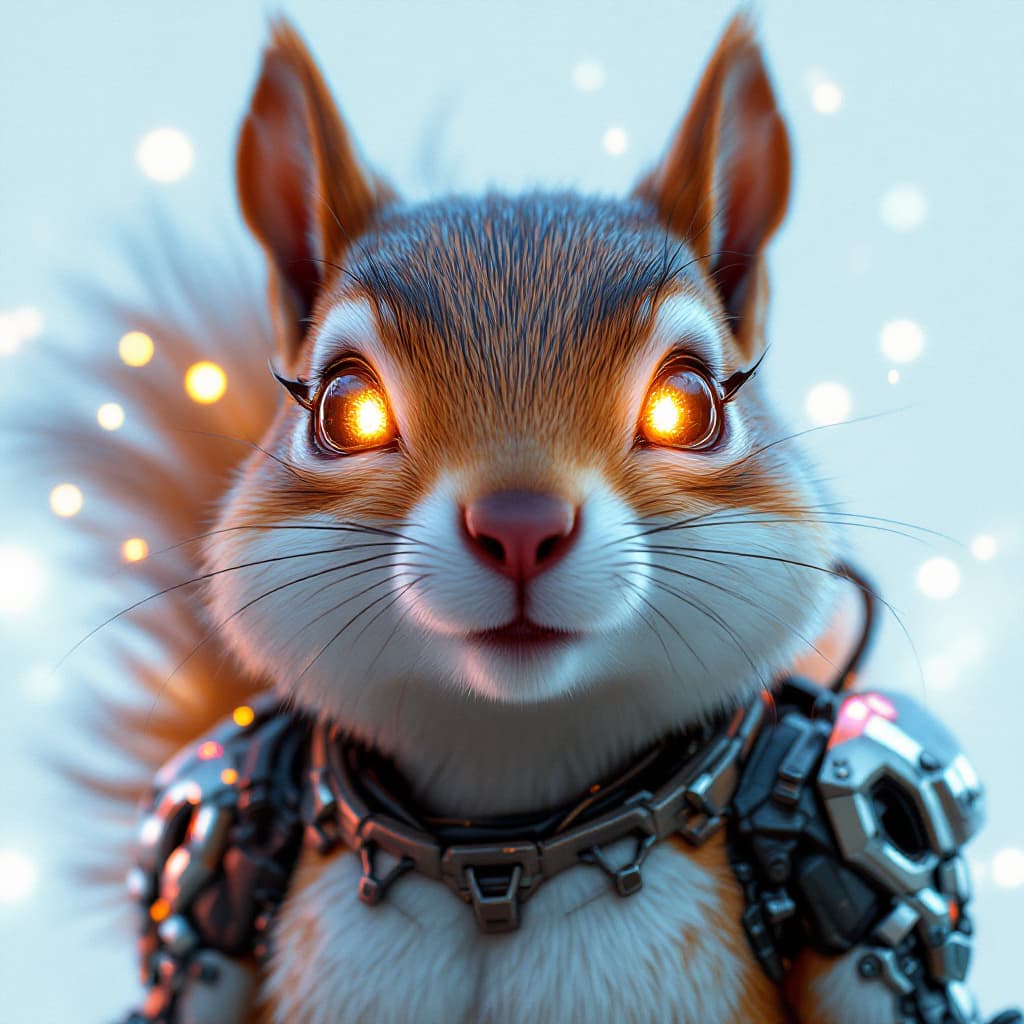 AI generated: A photorealistic Oversized features: Exaggeratedly large physical traits human like squirrel with cy...