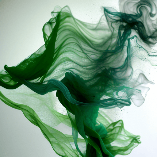 AI generated: pastel greens and silvers colour smoke sculpture portrait of a woman, in the style of flowing fabric...