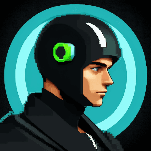 AI generated: Awesome illustration, featured on FreePik, man with , futuristic, technology, SAI 16 bit pixel art