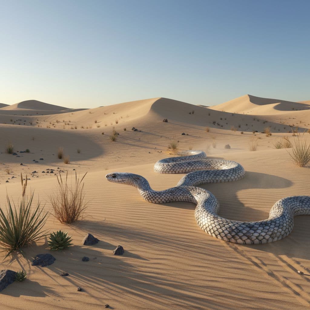 AI generated: can you generate an image the movements of a snake in a desert 
