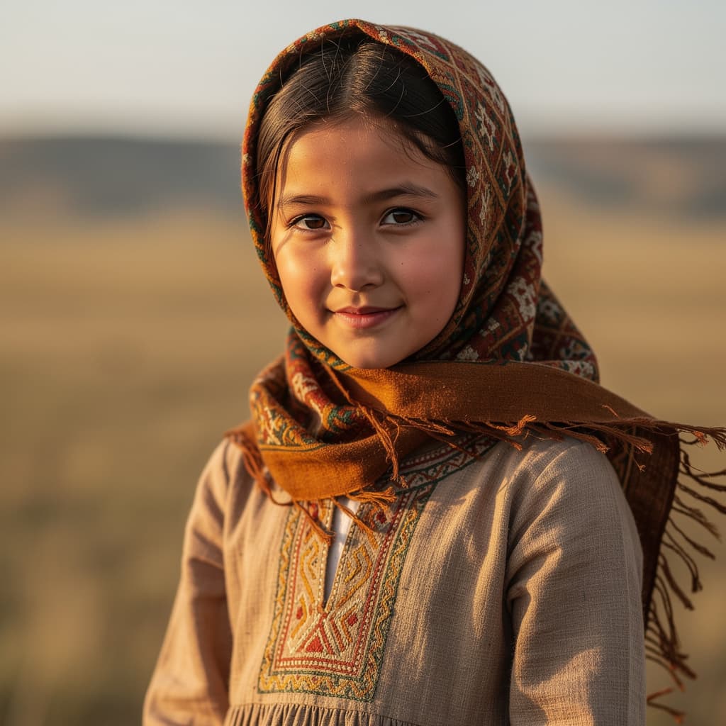 AI generated: Örtülü Kazak kızı