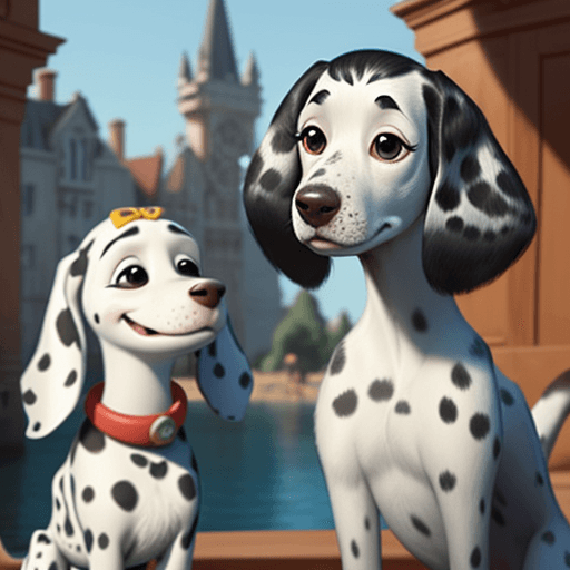 AI generated: dalmatien en style pixar, belle femelle