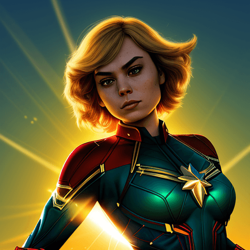 AI generated: Milei as Captain Marvel, 
double chin, in a sunrise, very illuminated, with a green gradient backgro...