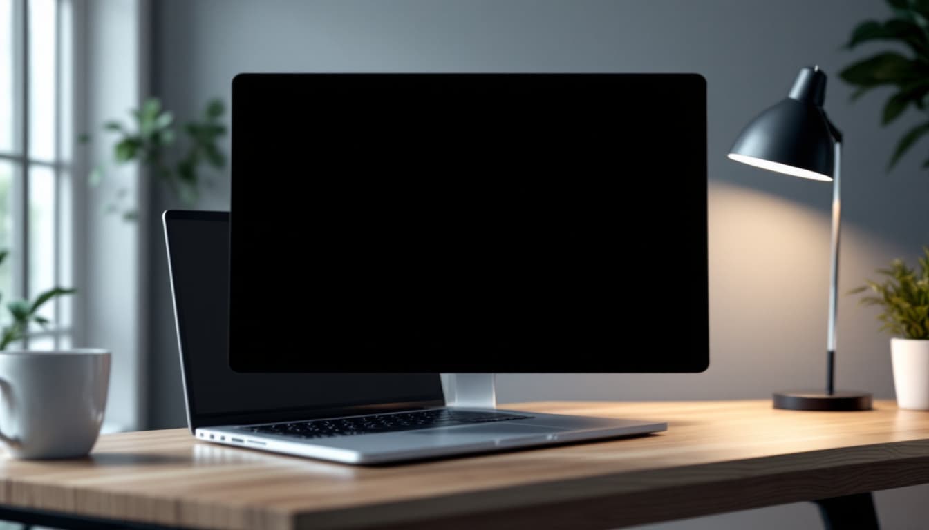 AI generated: A professional and minimalist office setup for a software developer's LinkedIn cover image. The scen...