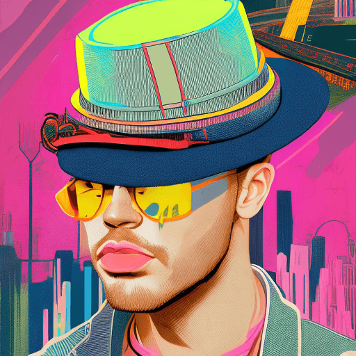 AI generated: Illustrate a hat in myriad colors, drawing from gloomy metropolises and pop culture. Fuse intricate ...