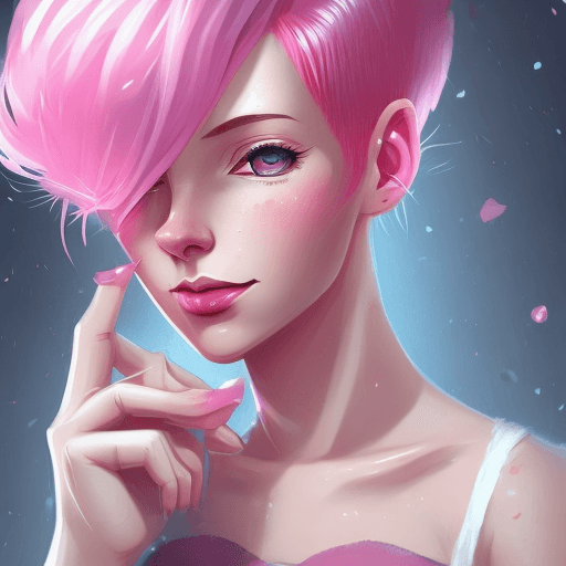AI generated: a close up of a person with pink hair, inspired by Lois van Baarle, trending on Artstation, digital ...