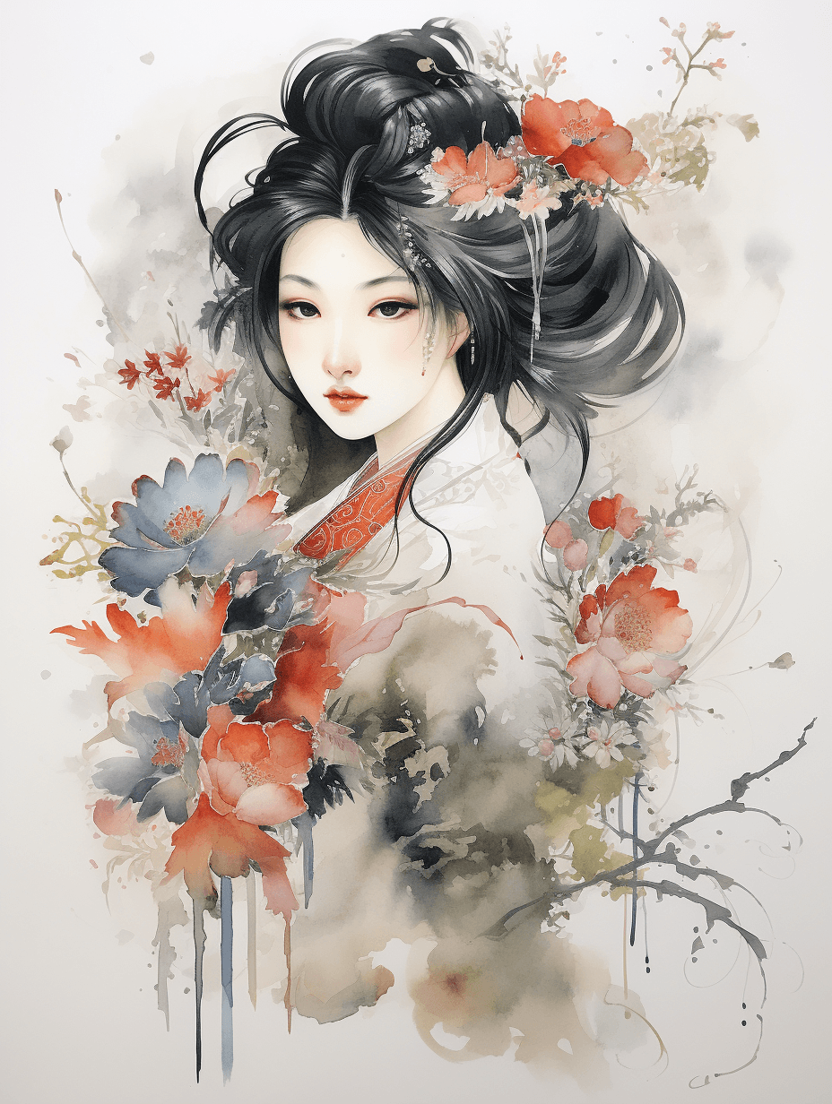 AI generated: Traditional japanese art, watercolour, in the style of Sesshi Toyo --ar 3:4 --v 5.2
