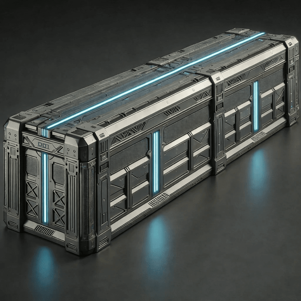 AI generated: The reference image is my weapon and gear crate. Create an image with it doubled the length. Unreal ...
