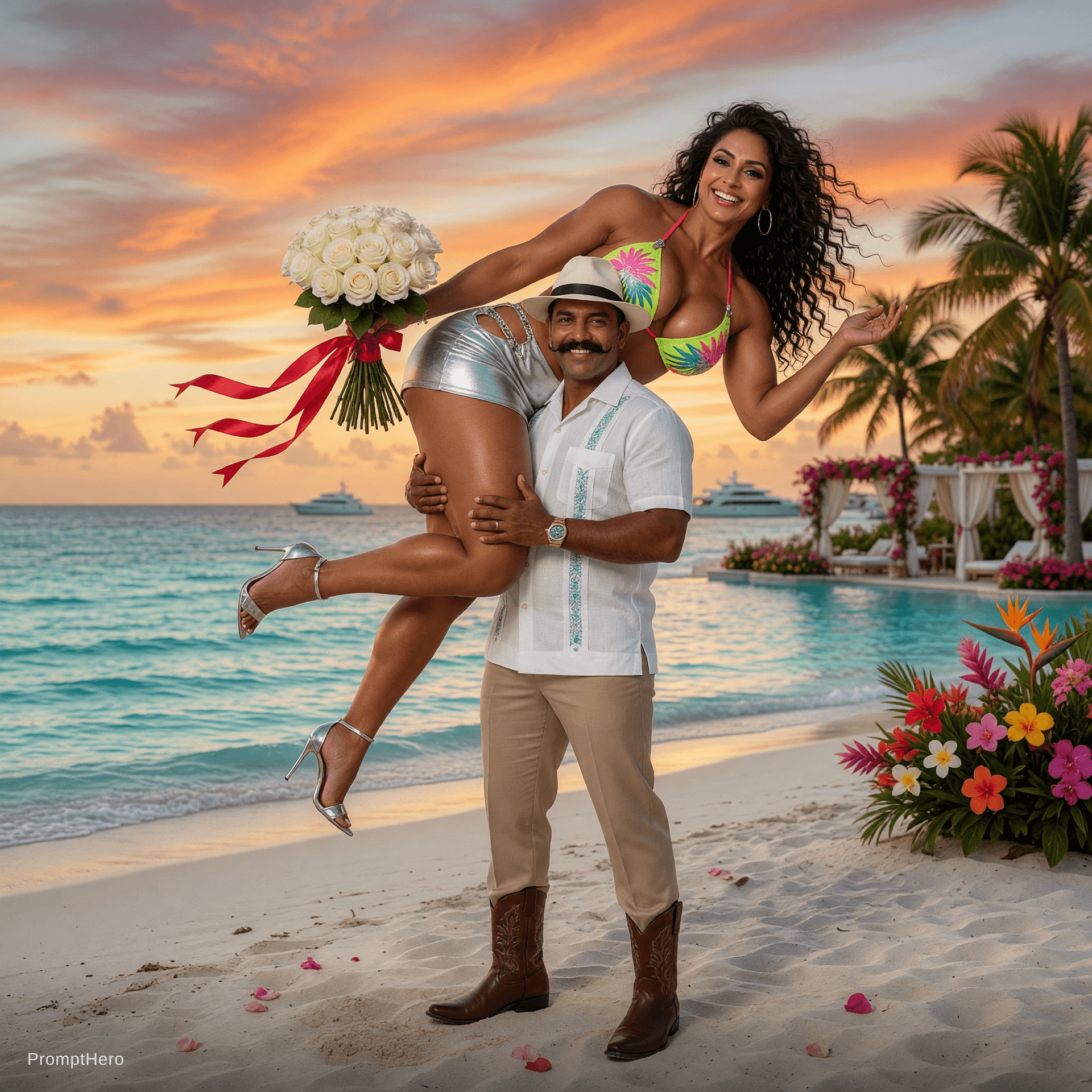 AI generated: ultra-curvy plus-size fitness model, IFBB Wellness-inspired physique, thick muscular thighs, powerfu...