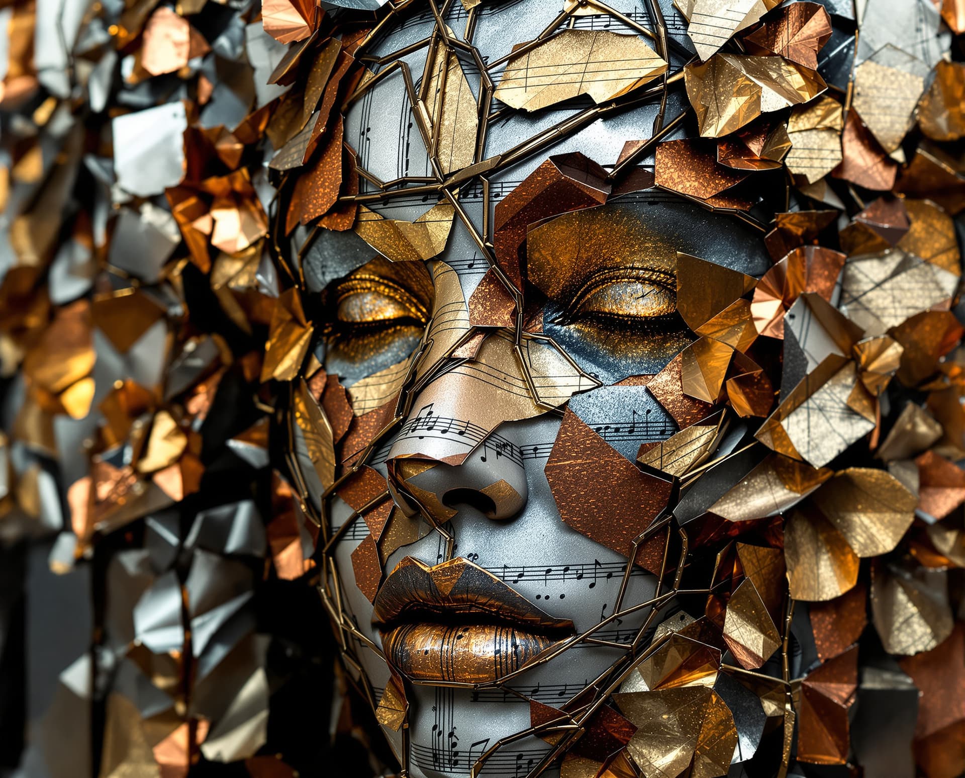 AI generated: "Where the Blossom Meets the Asphalt" An exquisitely crafted abstract sculpture gleams with vibrant ...