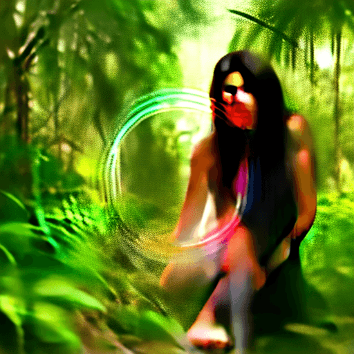 AI generated: A 17 year old Indian girl is posing in a natural trail in a jungle , she is wearing a loose pink tan...