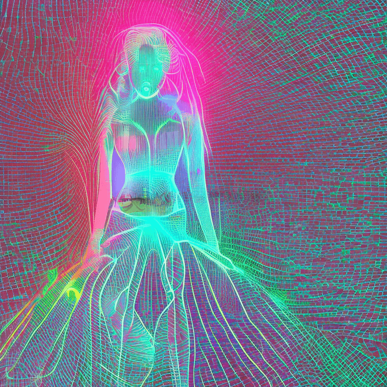 AI generated: Ultra detailed illustration of the light silhouette of a woman, phantasmagorical figure,(translucent...