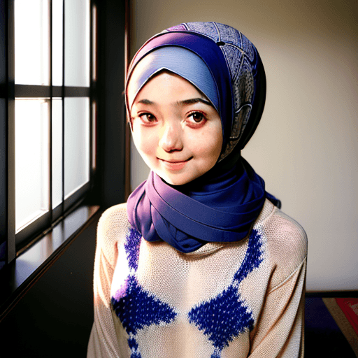 AI generated: Asian Hijab (22:1. 3) year old (woman:1. 1) (naked:1. 1) in open room with the ((large:1. 1) (softbo...