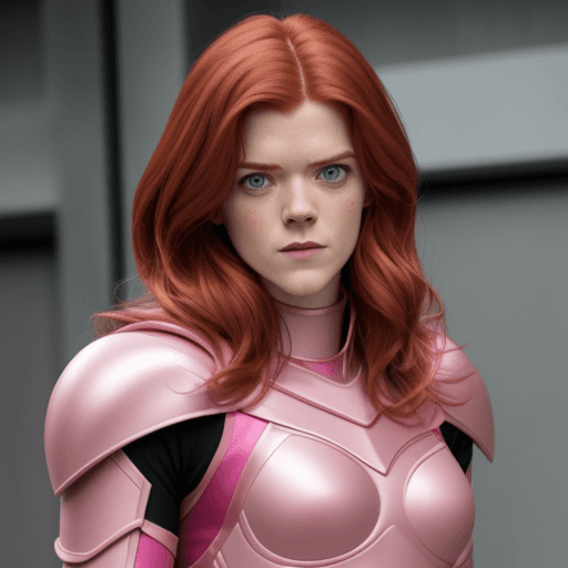 AI generated: Rose Leslie dressed as the Pink Power Ranger.