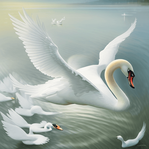 AI generated: A graceful white colored swan, action shot, impressionist art, Adolf WÃ¶lfli, graceful glide, award,...