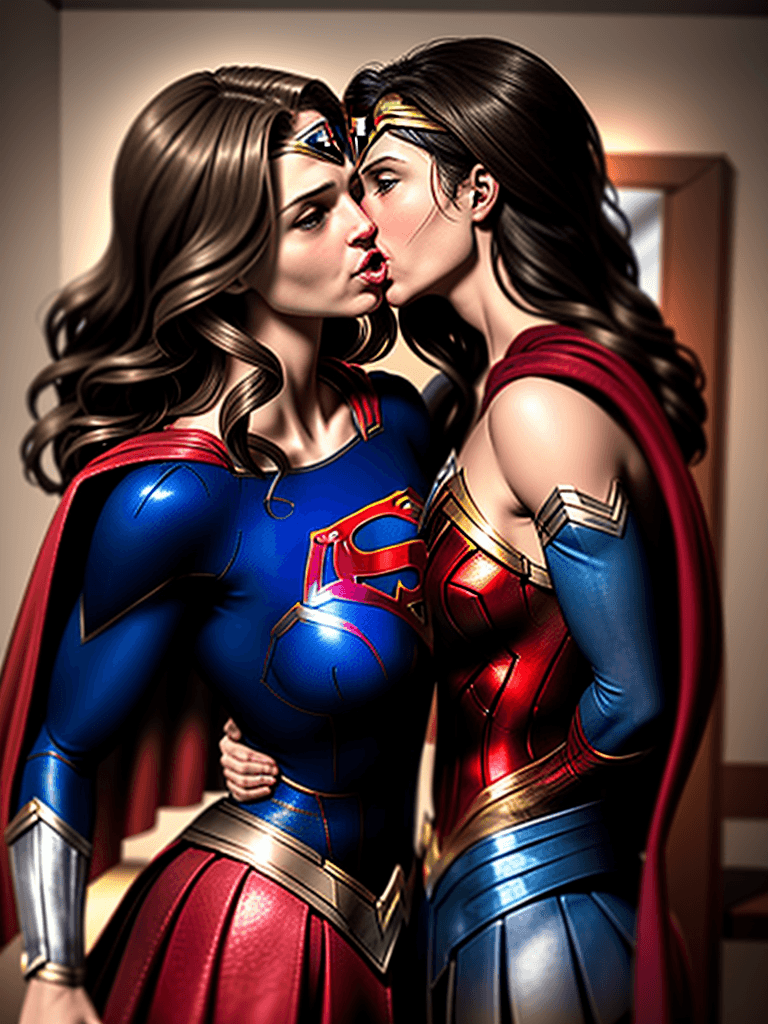 AI generated: Supergirl making out with Wonder woman 