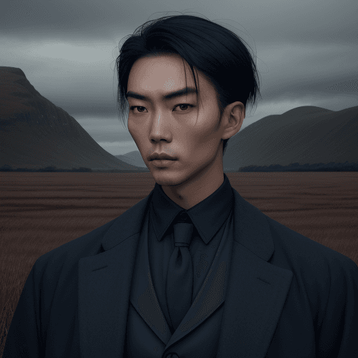 AI generated: the asian man in the field is dressed for the camera, in the style of daria endresen, kris knight, s...