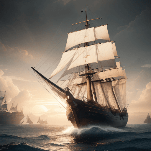 AI generated: Photo of a ultra realistic sailing ship, dramatic light, pale sunrise, cinematic lighting, battered,...