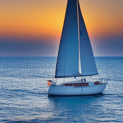 AI generated: 
a sailboat floating at sunset

